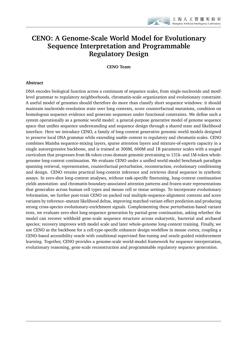 First page preview of the CENO technical report